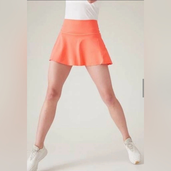 Athleta Pants - Athleta Ace Tennis Skort Coral Orange Built-In Shorts Athletic Skirt M